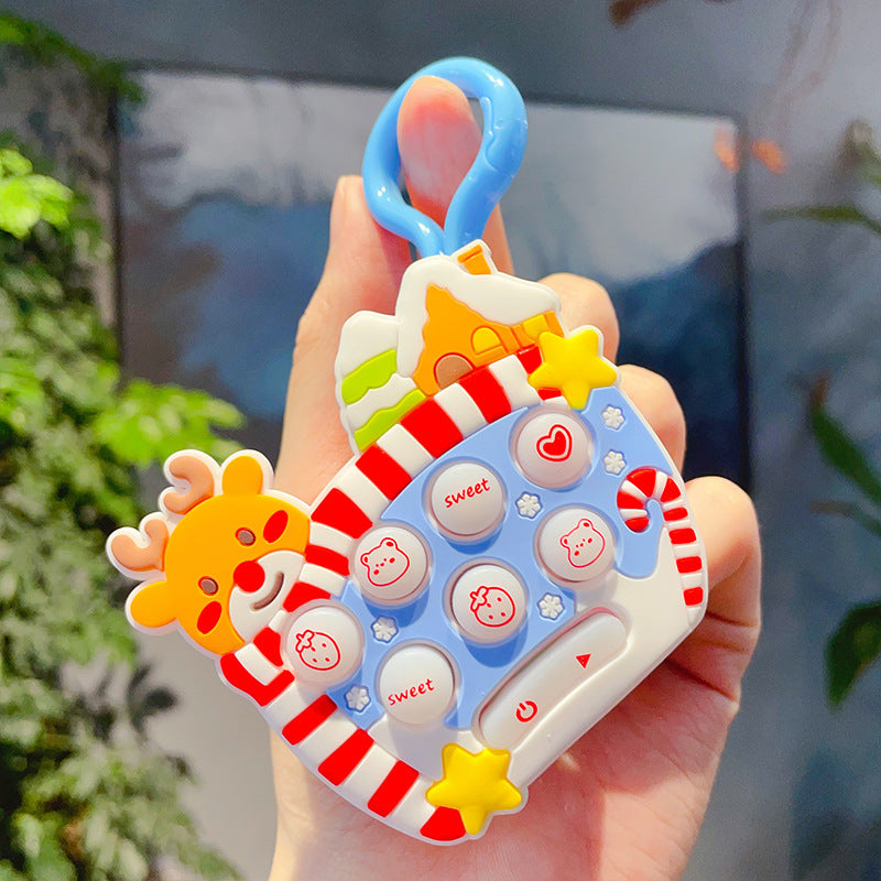 Wholesale Christmas Series Decompression Whack-a-mole Game Console Plastic Keychain